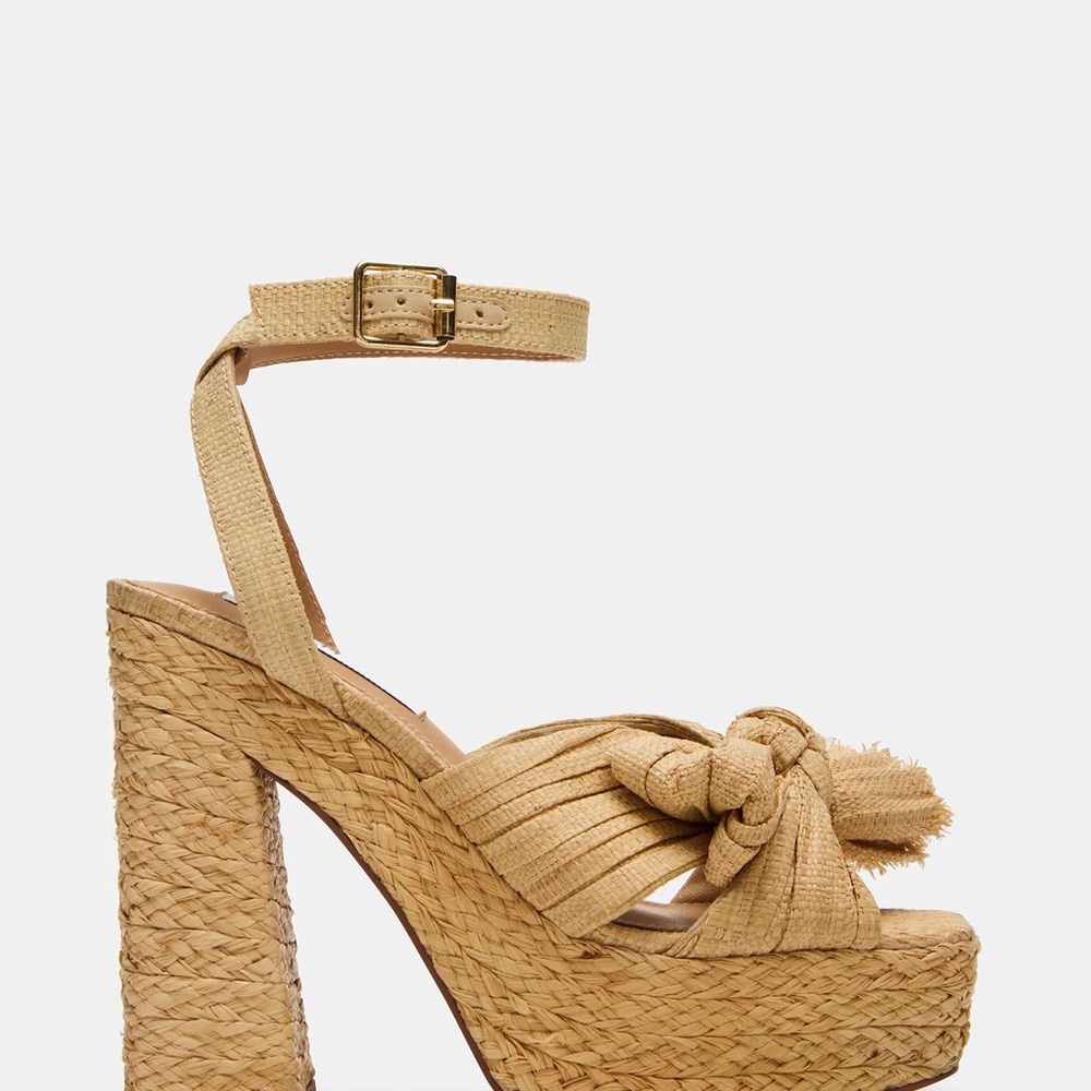 STEVE MADDEN ROMEY RAFFIA PLATFORM HEELS new in film - Picture 3 of 7
